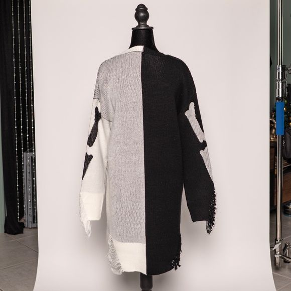 Color block Skeleton Sweater Dress - Picture 2 of 6